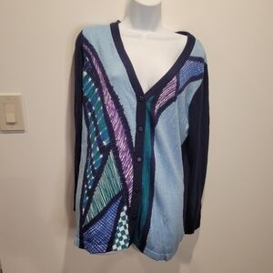 New bob mackie size m multicolored vneck cardigan